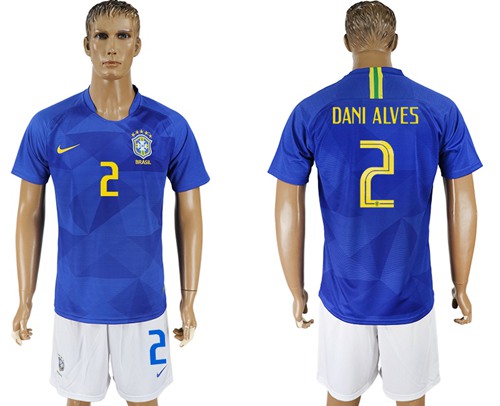Brazil #2 Dani Alves Away Soccer Country Jersey - Click Image to Close